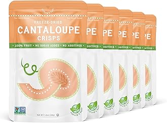 Nature’s Turn Freeze-Dried Cantaloupe Crisps – Healthy, Gluten-Free, Crispy & Delicious, Plant-Based Snack, Ideal for Cereal, Smoothies, School Lunches, & On-the-Go, Bags of 6 (1.2 oz Each)