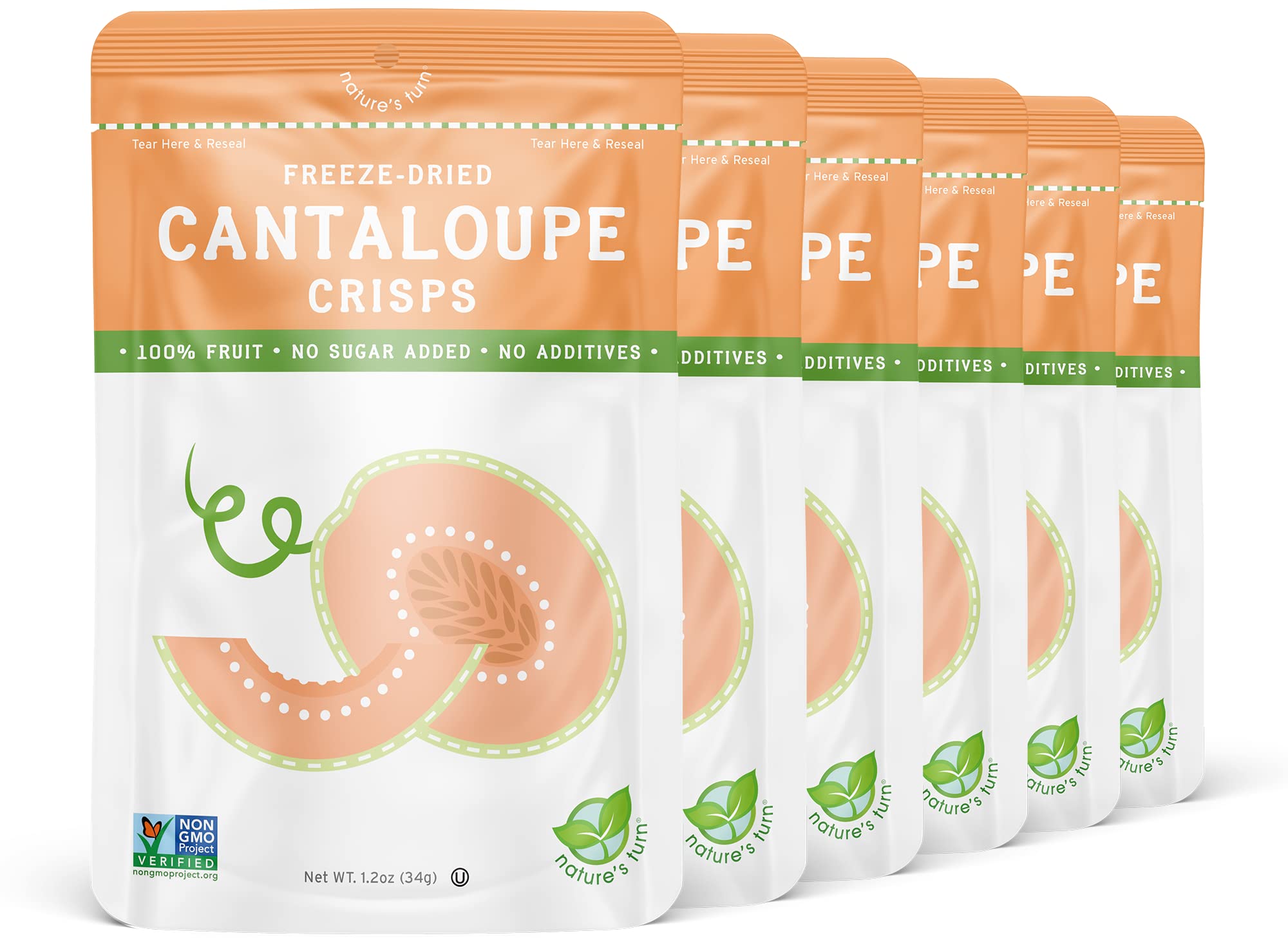 Nature’s Turn Freeze-Dried Cantaloupe Crisps – Healthy, Gluten-Free, Crispy & Delicious, Plant-Based Snack, Ideal for Cereal, Smoothies, School