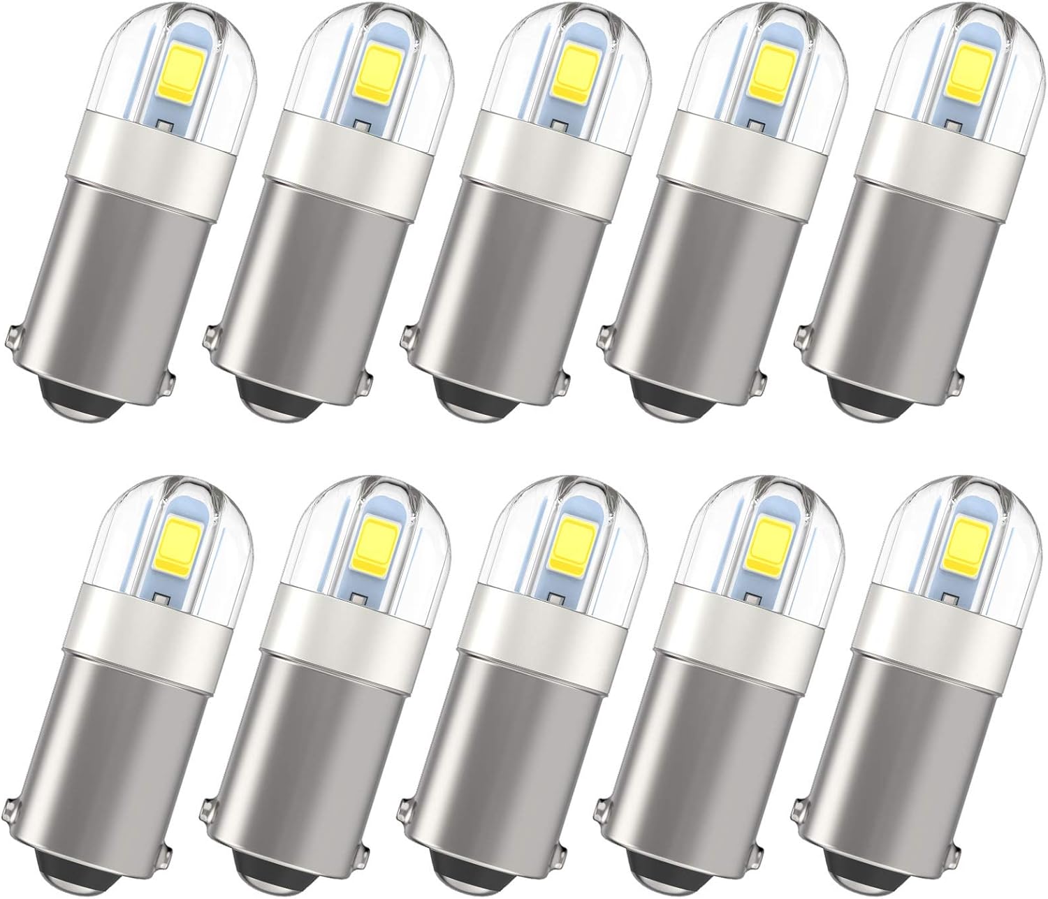 Shuyee Super Bright BA9S LED Car Bulbs, BA9 53 57 1895 64111 LED Lamp for Instrument Cluster Door Courtesy Map License Plate Light on RV Camper Trailer, Pack of 10