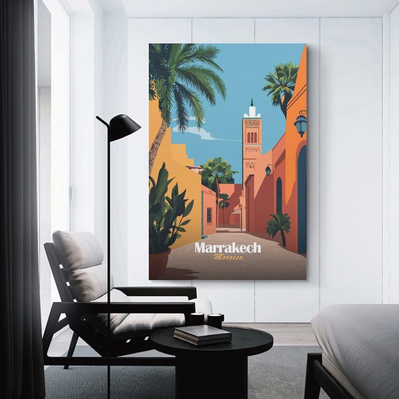 Junmoney Marrakech Cityscape Decorative Wall Artwork, 24x36inch(60x90cm), for Corridors, Hallways Or Apartment Entries, Home Artwork for First Impressions