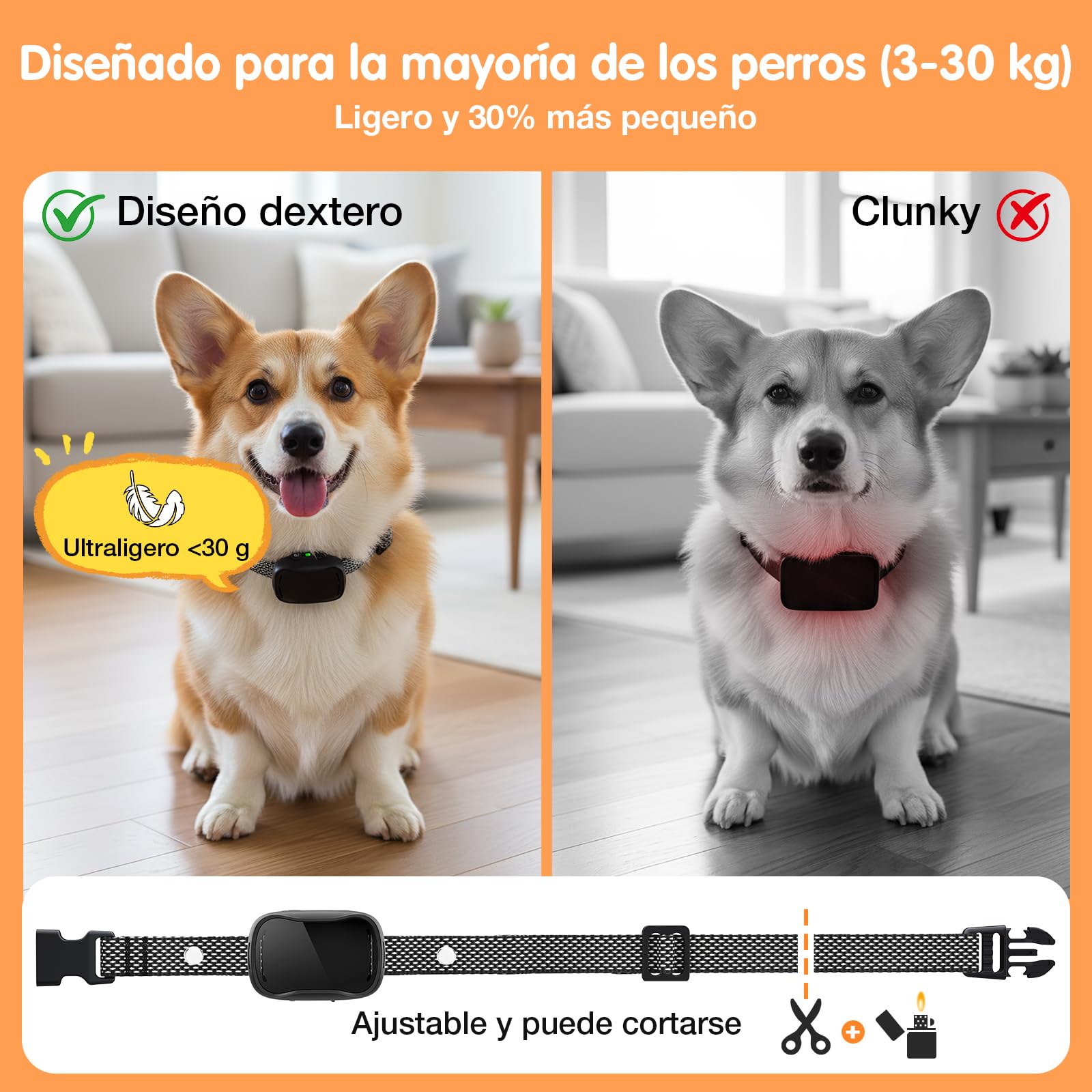 Collar de Adiestramiento para Perros, Collar Antiladridos para Perros | Rango Control Remoto 800m, 3 Modos de Adiestramiento, Sonido/Vibración, Recargable Collar Perro Adiestramiento, Étanche IPX7