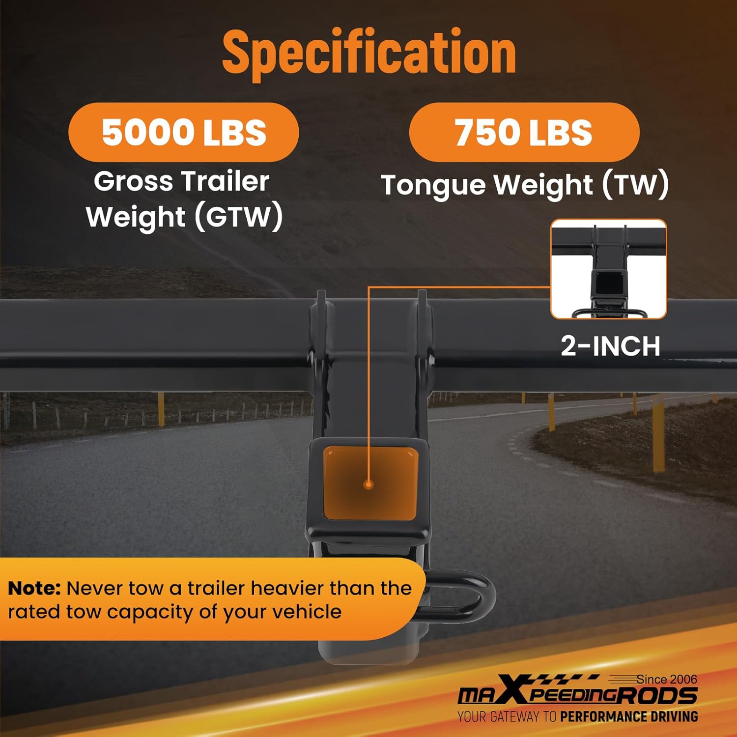 maXpeedingrods Rear Class 3 Trailer Hitch, 2 Inch Receiver Tow Hitch for BMW X3 2011-2024, X4 2019-2024, 5000 LBS GTW