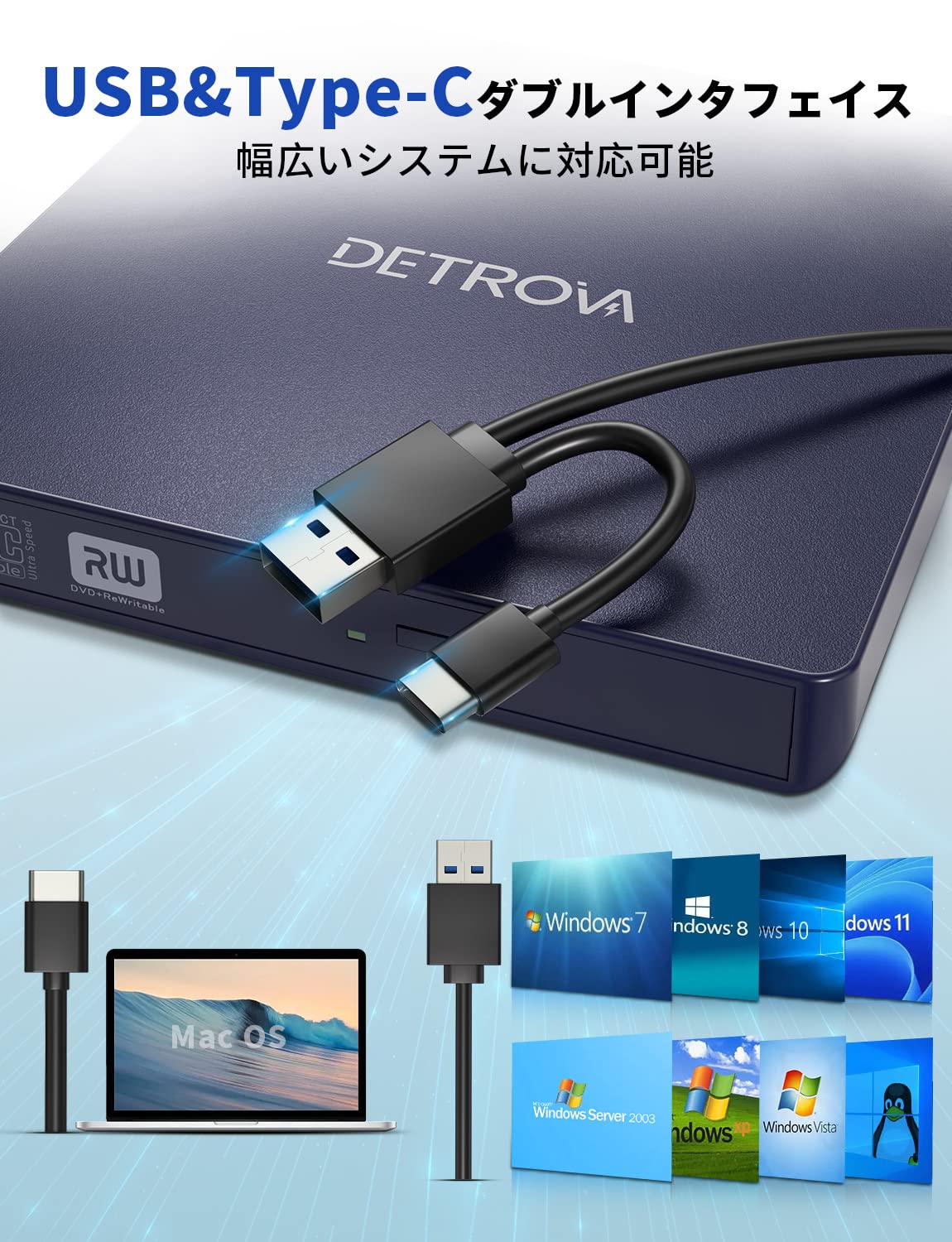 ✳️外付けDVD・CDドライブ DVDレコ CD・DVD-Rプレイヤー Amazon.co.jp: DETROVA 外付けDVD/CDドライブ DVDレコ CD/DVD-R