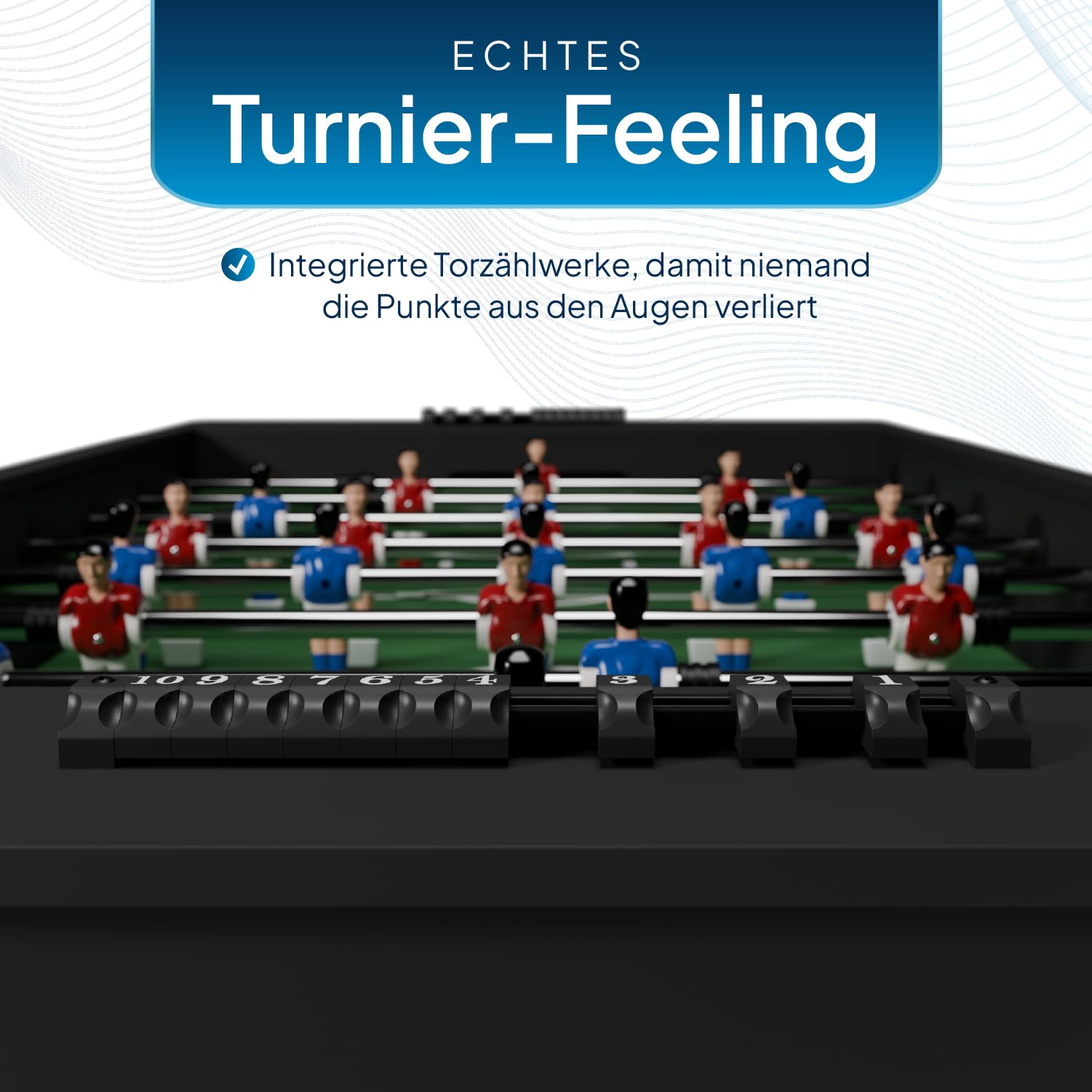 Artsport Tischkicker ProKick - Stabiler Kickertisch aus MDF, 11-gegen-11 Spielfläche, Anti-Rutsch-Griffe, Torzähler, für Kinder & Erwachsene