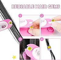 Vista 16 de Kit de sellos de gemas para el cabello, joyas brillantes para el cabello para niñas, herramienta de peinado con diamantes brillantes reutilizables