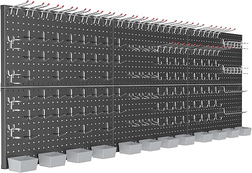 TORACK Metal Pegboard Kit 72x24 Inch Garage Tool Organizer with 238 Hooks & Wall Mount Panels, Black TORACK Metal Pegboard Kit 72x24 Inch Garage Tool Organizer with 238 Hooks & Wall Mount Panels, Black