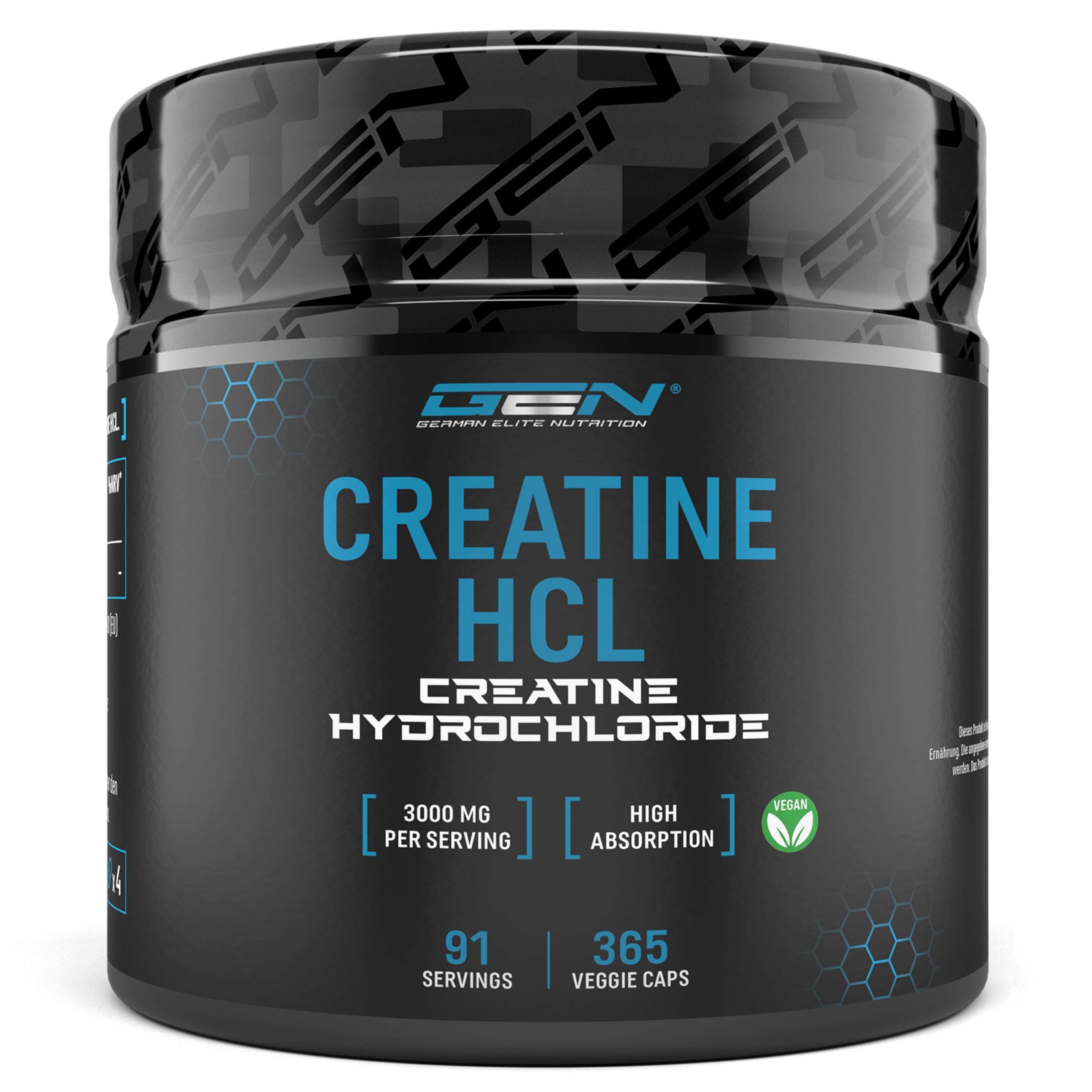 Creatina cloridrato - 365 Capsule Vegane - Alto Dosaggio di 3000 mg - Puro Cloridrato di Creatina - Alto Assorbimento - Alta Biodisponibilità