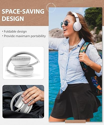 Vista 47 de rockpapa E9 - Auriculares Bluetooth para niños y niñas adultos, estéreo plegables con cable/inalámbrico con micrófono para escuela, viajes, tableta