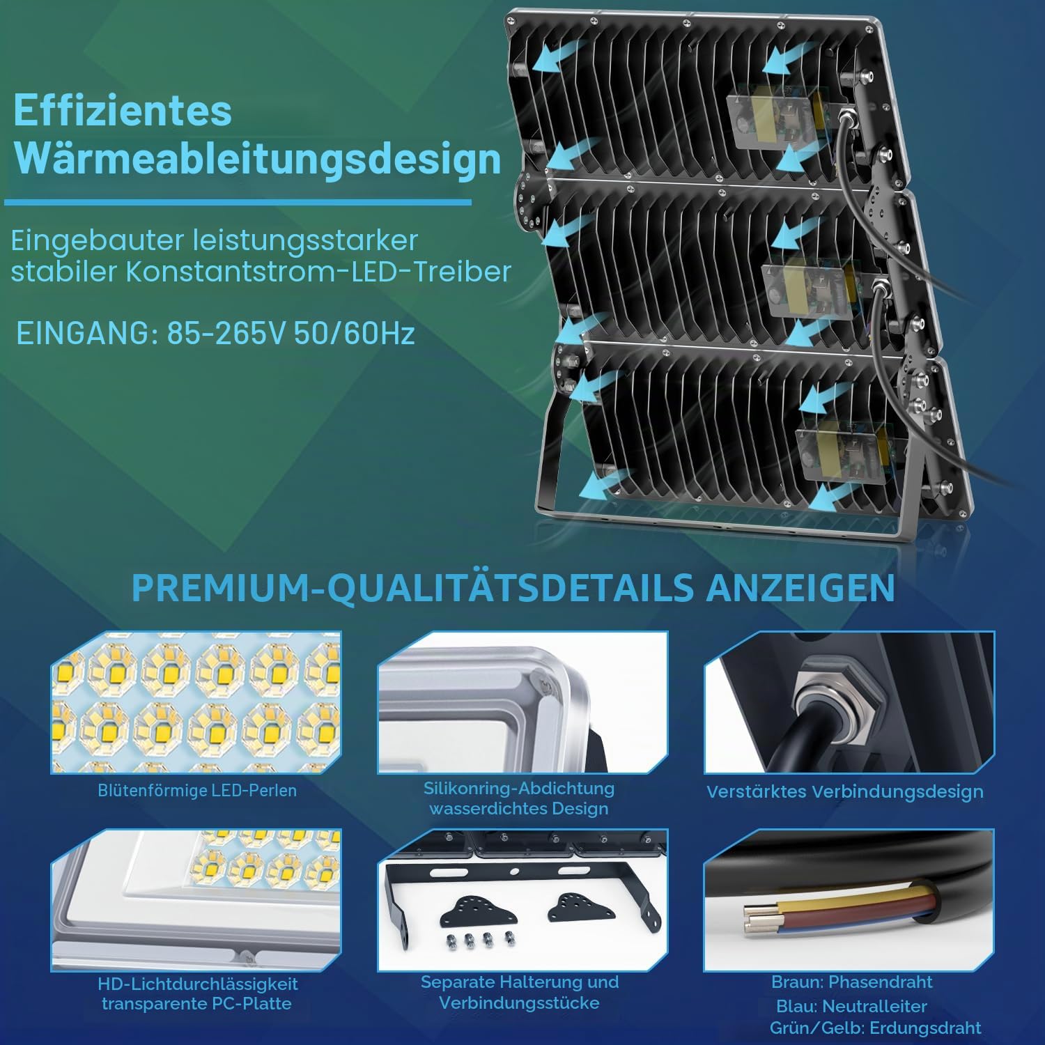 YIQIBRO LED Strahler Außen 400W,LED Scheinwerfer 85-265V für Garten 2 Stück | 10000LM Fluter Außen mit Trafo, Aussenstrahler Wasserdicht IP67, 6500K Kaltweiß Außenstrahler für Garage, Fabrik, Sportplatz