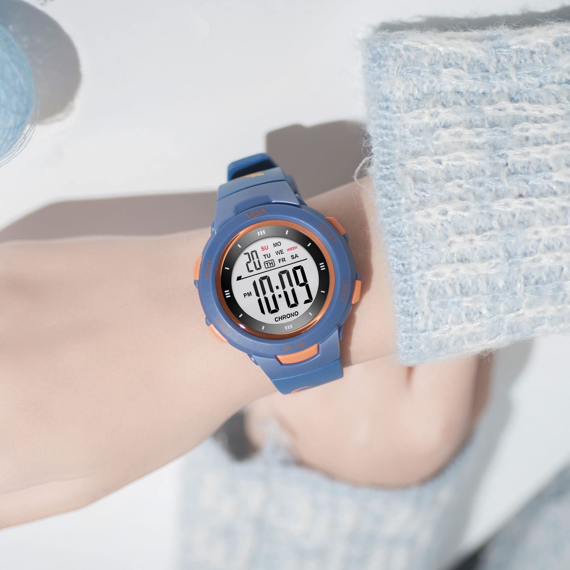 V2A Plastic Boys Dinosaur Kids Watch - Digital Cartoon Printed Band Waterproof Watch,Gifts for Boys Age 5-13 (Blue Colored Dial and Band) 1