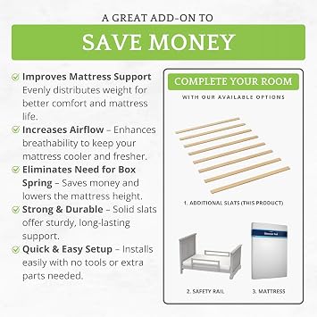 CC KITS Bed Slats for Twin, Full, Queen & King Sizes - Bed Slat Under Mattress Support - Bunkie Board - Box Spring & Mattress Platform Foundation Replacement - Set of 8 Slats (Full - 53.25)