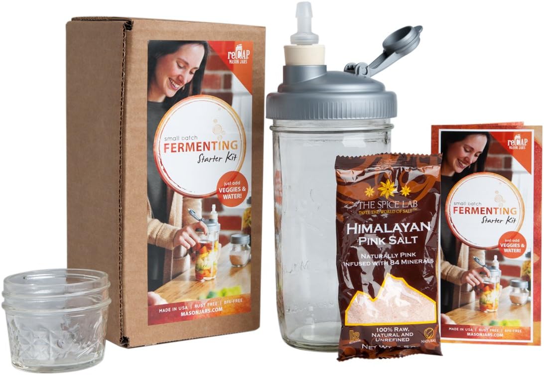 reCAP Mason Jars Fermentation Starter Kit for Food Lovers - Improve Your Gut Health Today