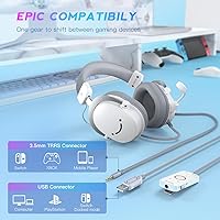 Vista 2 de FIFINE Auriculares USB para juegos de PC con conector de audio de 3.5mm, micrófono desmontable, sonido envolvente 7.1, control de volumen