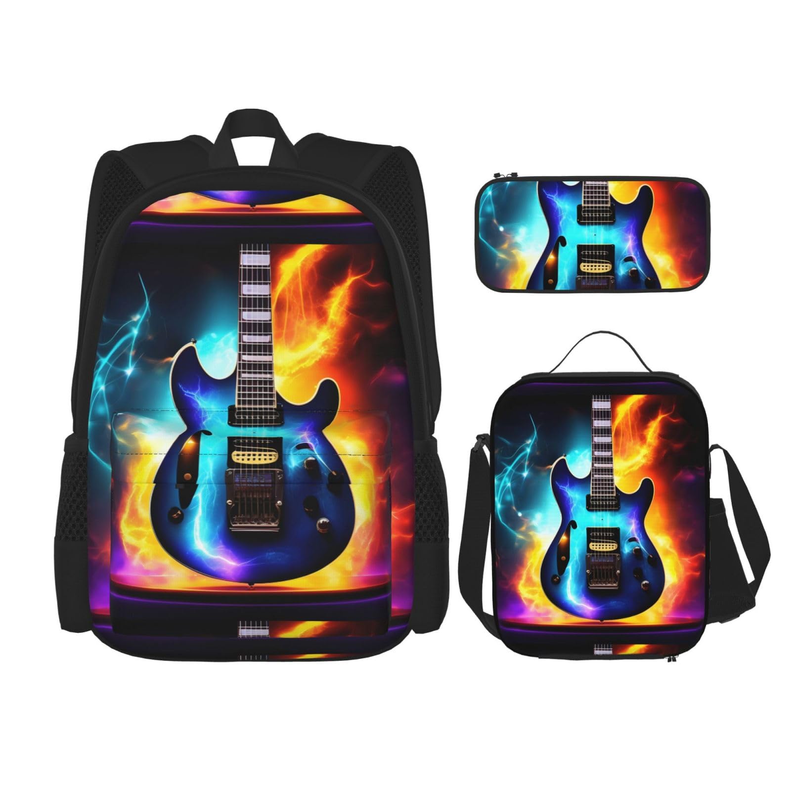 Magiczna gitara elektryczna podwójna torba na ramię Combo z nerką i piórnikiem, modne połączenie plecaka na co dzień