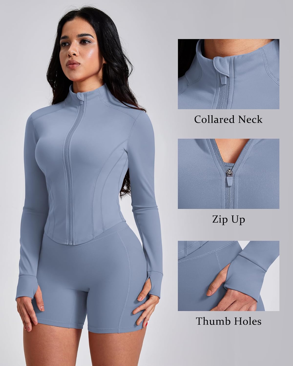 GYM RAINBOW Workout Jackets for Woman Lightweight Athletic Full Zip Running Jacket BBL Cropped Jackets Slim With Thumb Holes - Image 5