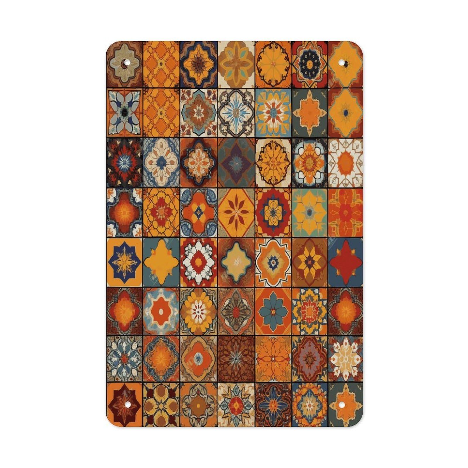 Btcowzrv Style Group Of Moroccan Geometric Metal Tin Sign Wall Decor Hanging Plaque