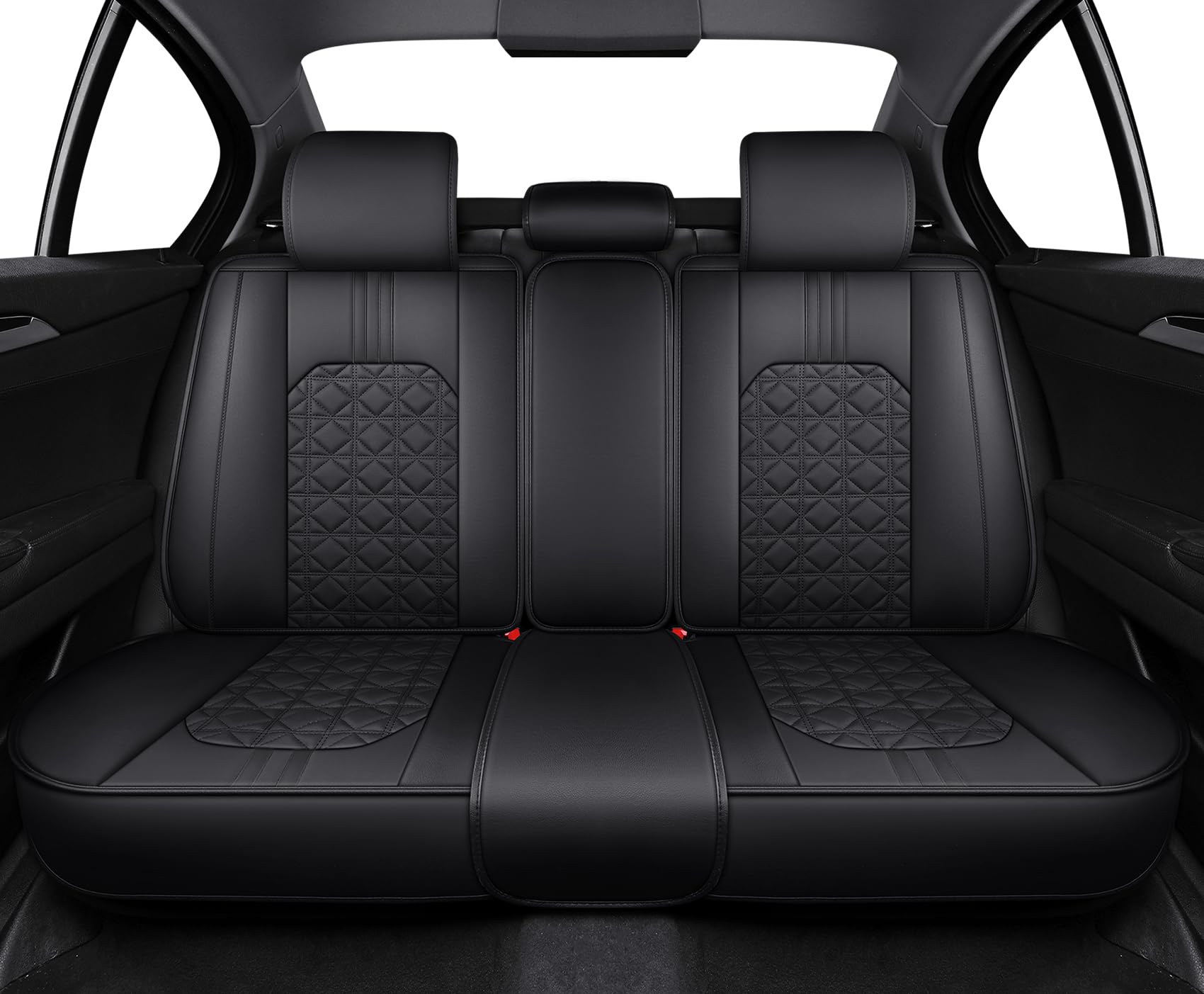 YOUXIU Autositzbezüge Sitzschoner Auto-Schonbezüge Komplettset, Schwarz | Universell für VW Golf Polo Tiguan BMW Audi Ford Benz Wasserdicht Kunstleder mit Seitenairbag