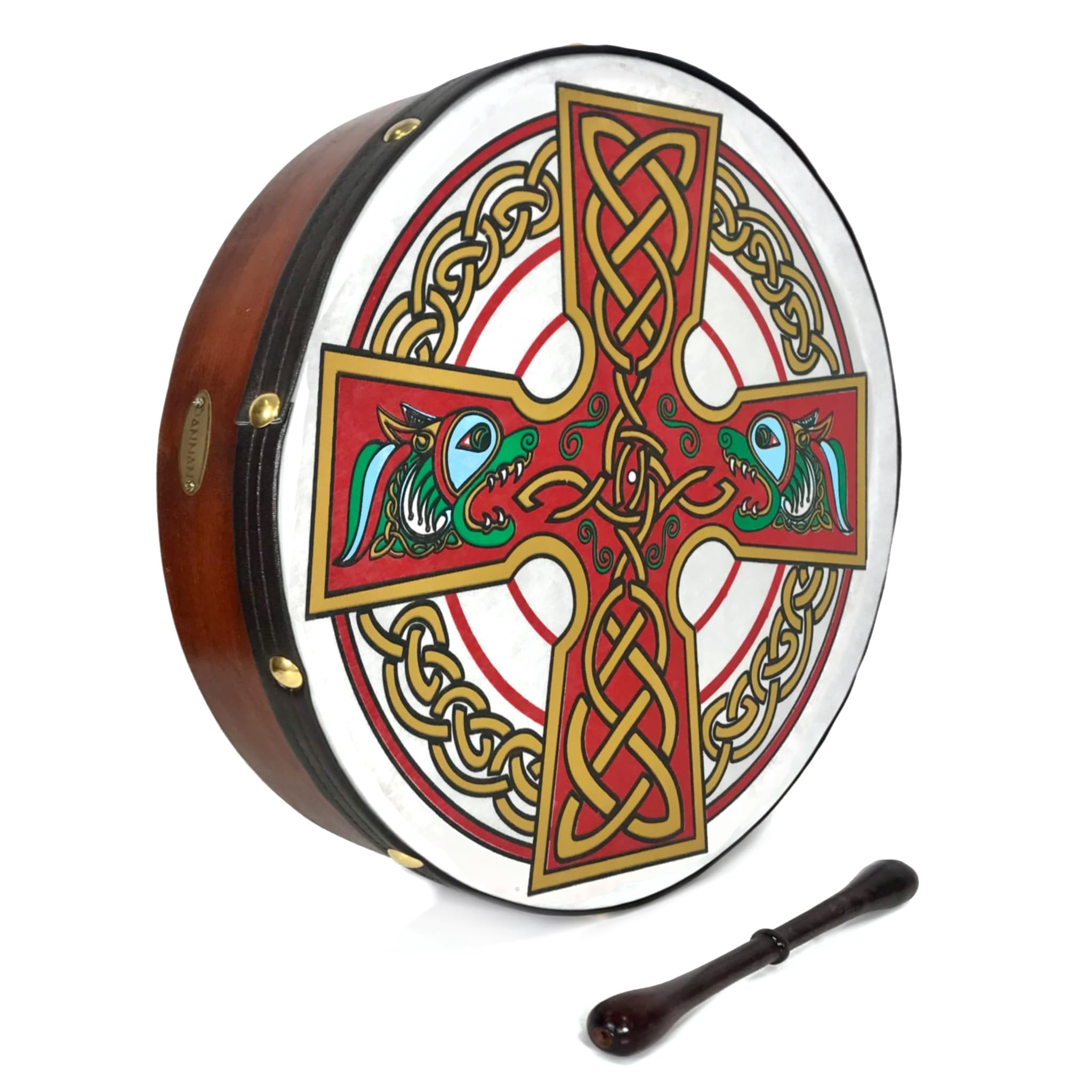 Handmade Dannan 16" Vegan Bodhran - The Red Brian Boru Bodhrán Hand Drum