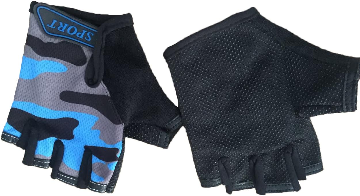 Kids Bike Gloves Anti-slip Half finger Cycling Gloves for Children 4-12 Y (Green) : Sports & Outdoors