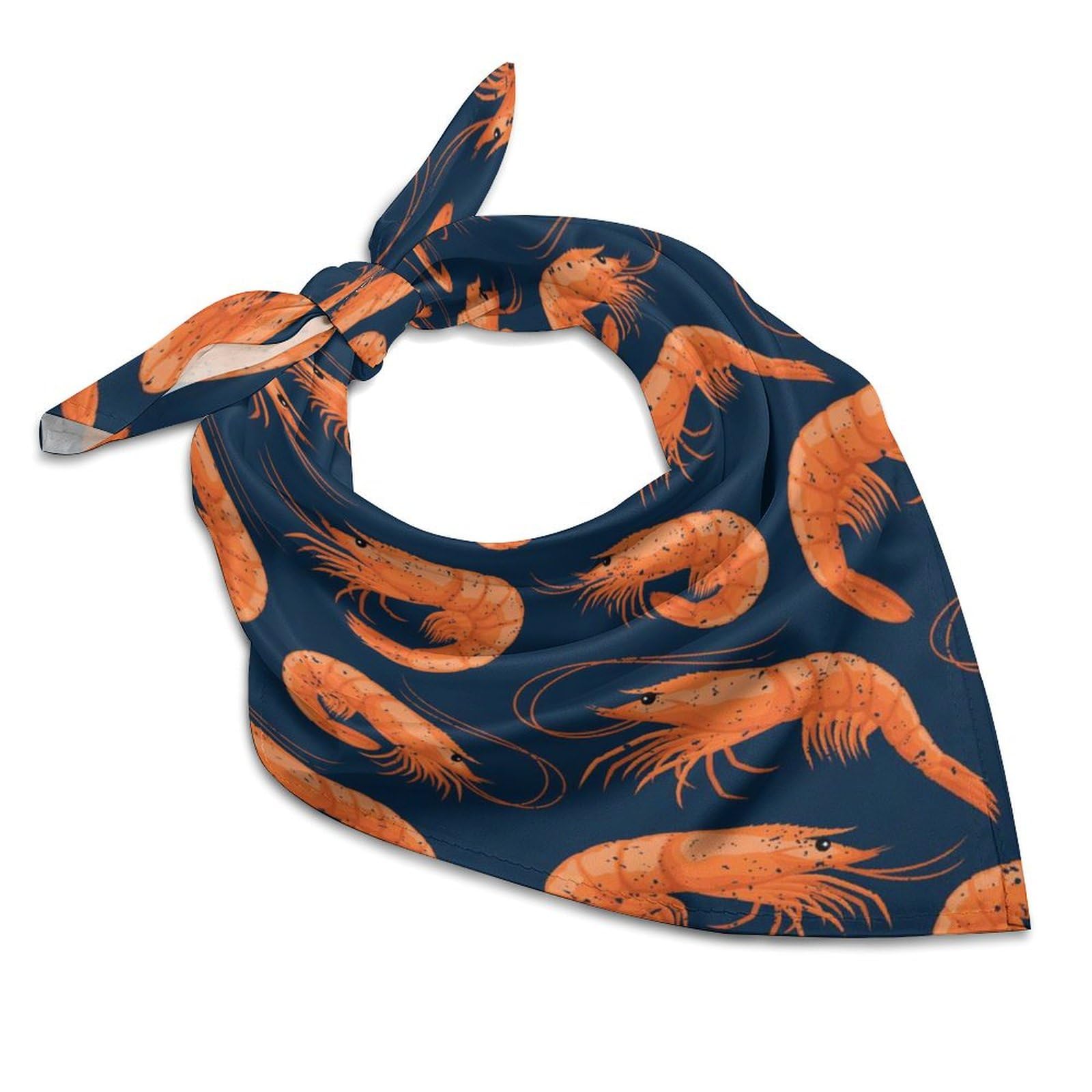 Csemeie Shrimp Pattern Sea Food Bandana Hair Scarf Headband Adjustable Neckerchief for Men Women Decor