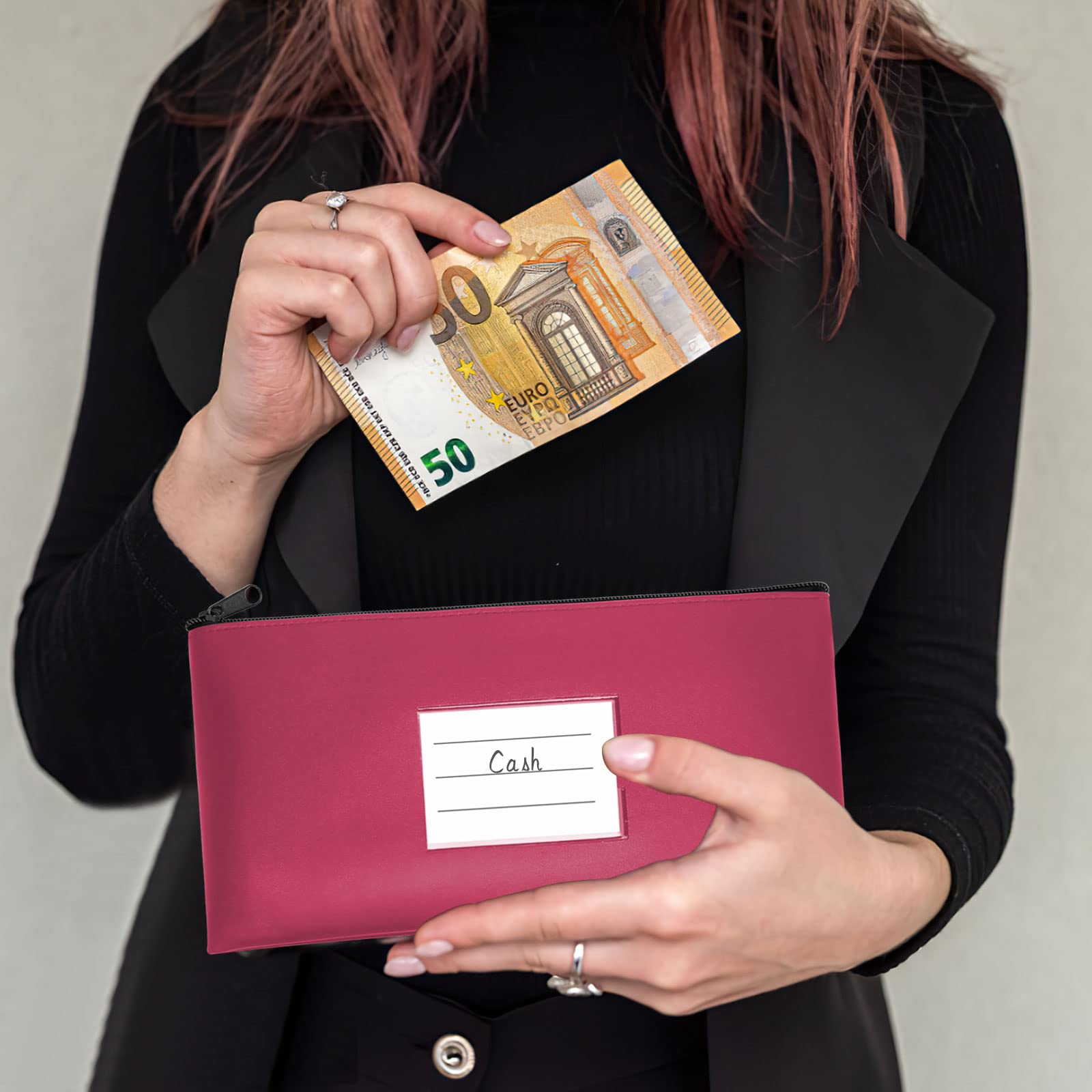 5 Bolsa Dinero con Cremallera Color, Bolsas para Dinero/Documentos/Cosméticos, Efectivo Bolsas para Billetes de Banco de Tejido Oxford Resistente e Impermeable, bolsa para Documentos