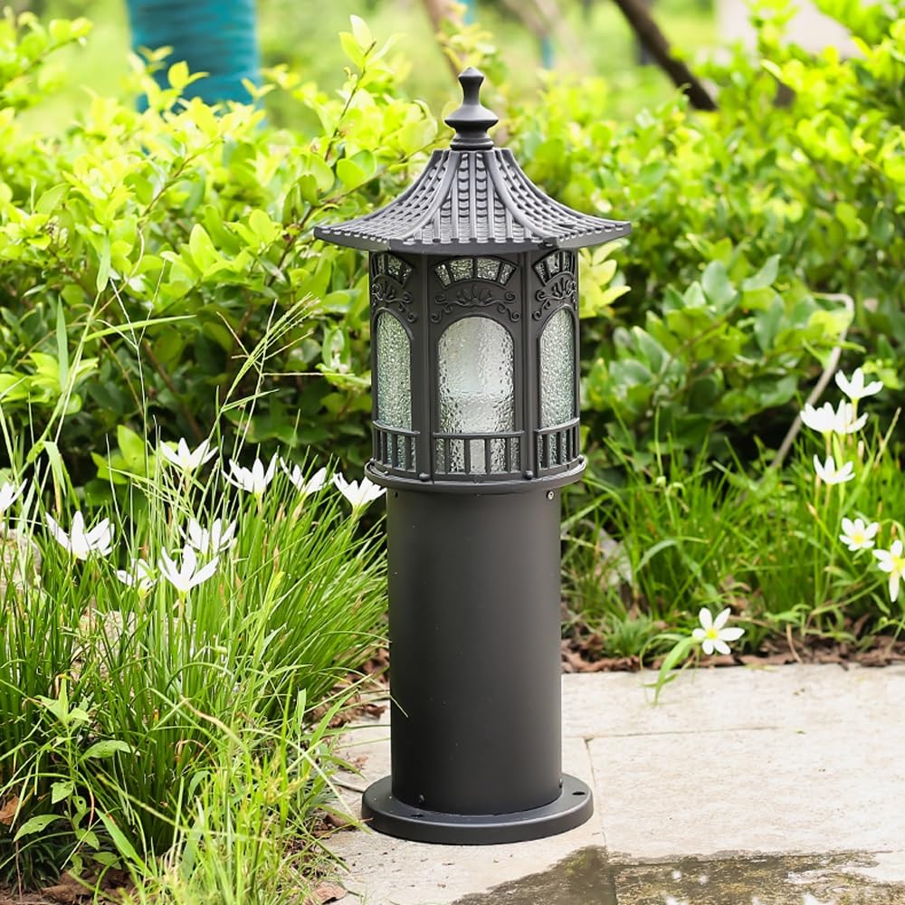 Lampa słupkowa ze szkła z czarnego diamentu