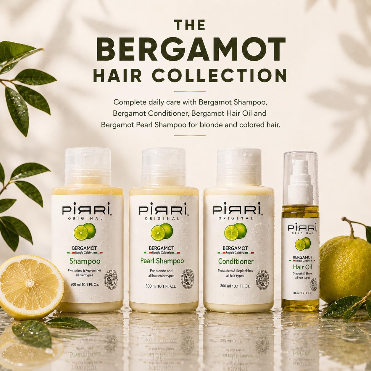 Bergamot Hair Oil, Italian Calabrian Bergamot Oil, Lightweight Leave-In Hair Treatment for Smooth & Shiny Hair, Non-Greasy Formula, Citrus Bergamot Aroma, 1.7 Fl Oz (50 mL)
