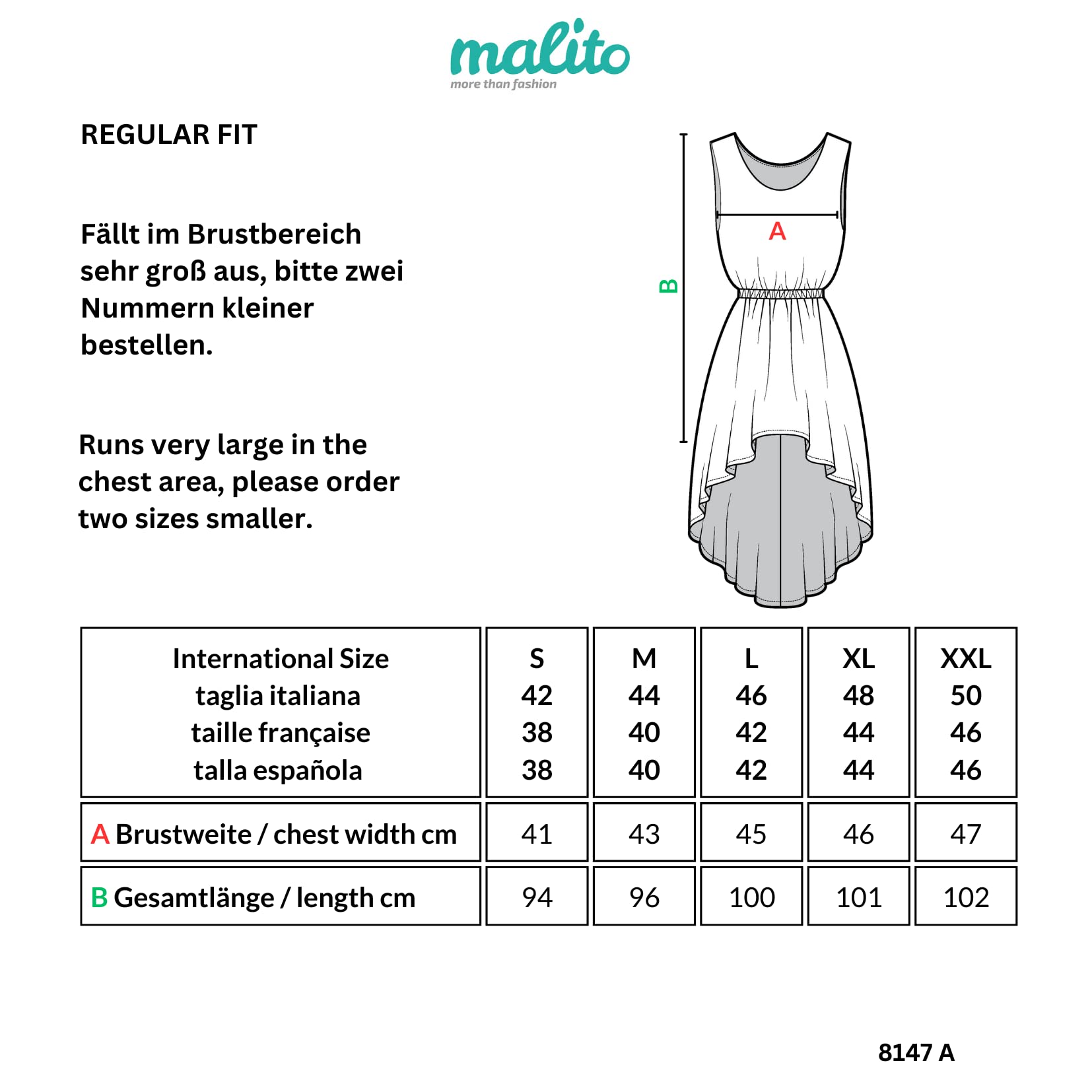 Malito Abito di Lino Leggero Abito Estivi 8147 Donna