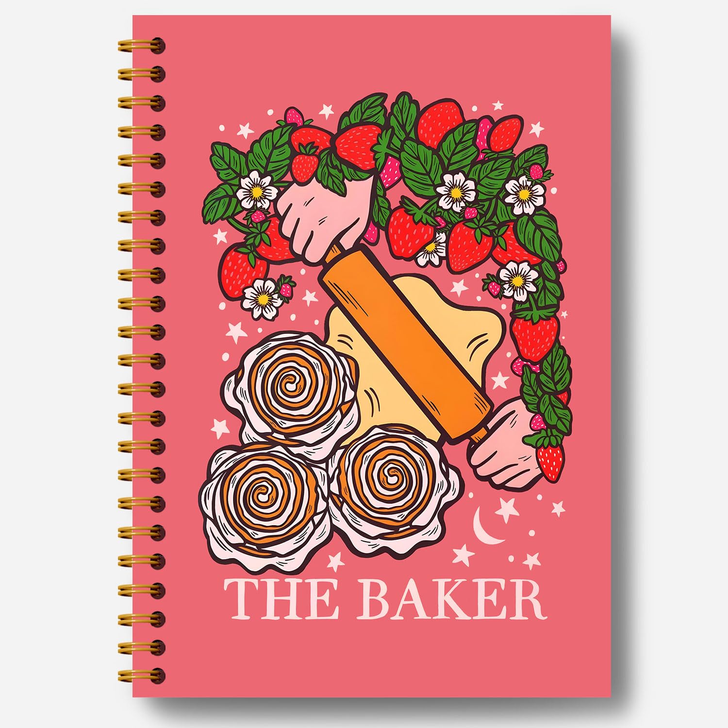 Carnet de notes à spirale rose pour pâtisserie | Couverture rigide 14x21 cm