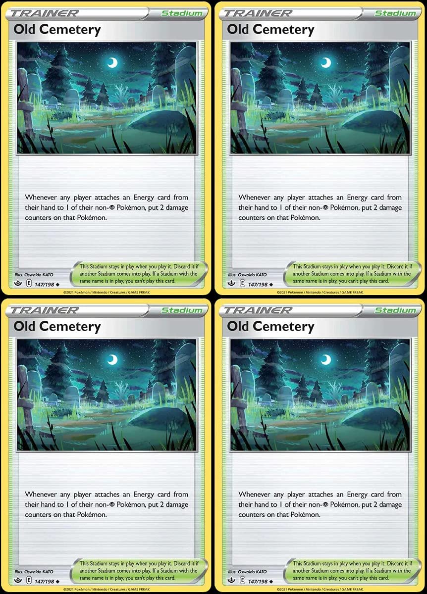 Old Cemetery 147/198 - Chilling Reign - Pokemon Trainer Stadium Card Lot - Playset x4