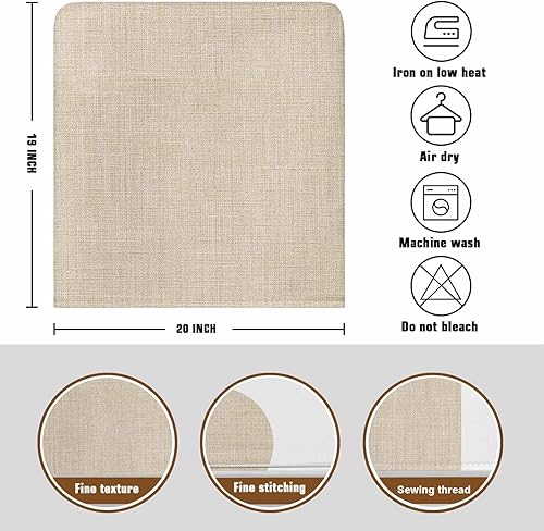 Miniatura 3 de Paquete de 4 fundas de lino beige para sillas de comedor, color liso puro, lavable, extraíble, fundas para sillas de respaldo, funda de respaldo