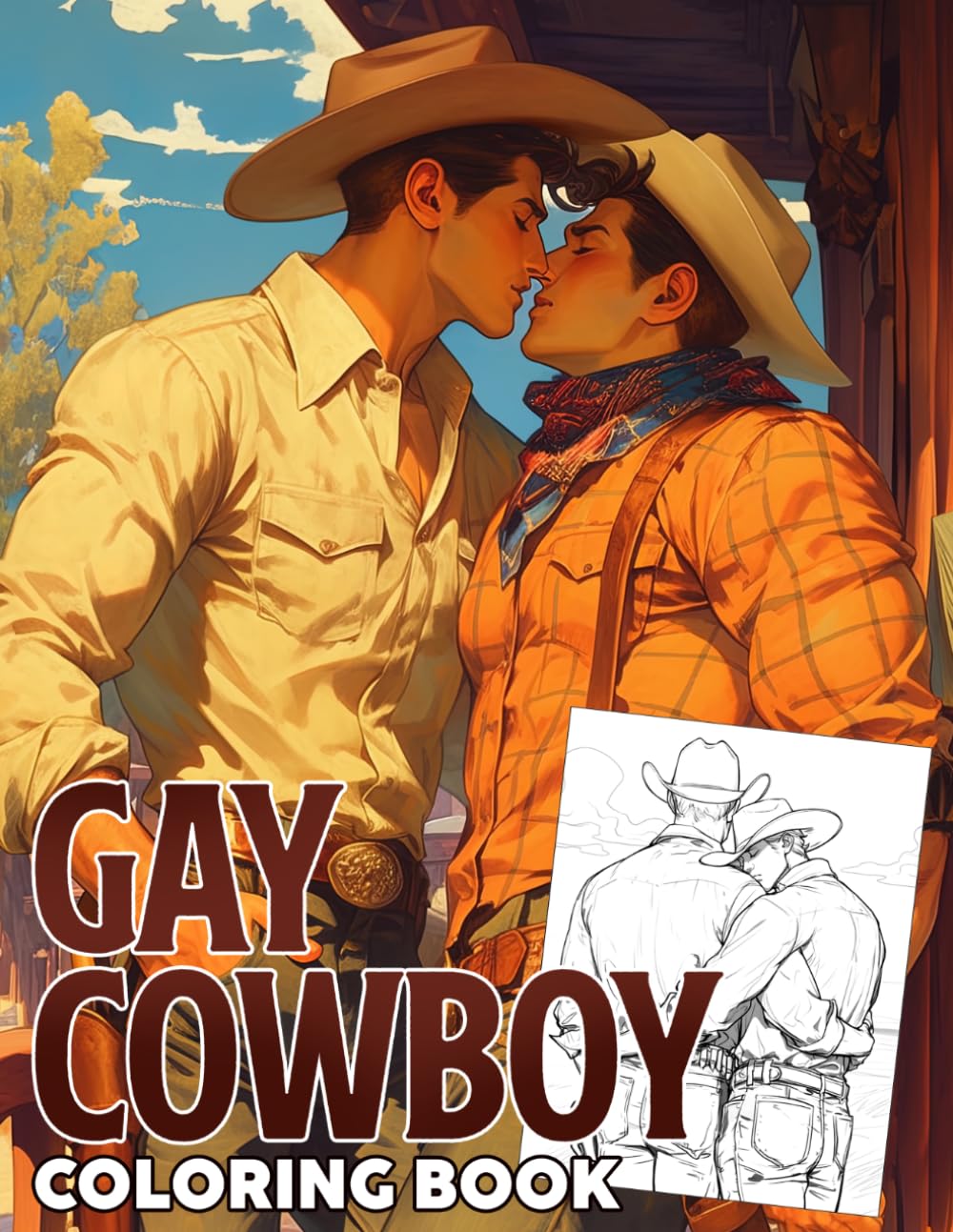 Gay Cowboy Coloring Book: Western LGBTQ+ Scenes Coloring Pages With Handsome, Romantic Gay Couple Illustrations For All Fans, Boys, Girls To Relax & Unwind