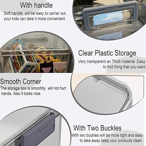 Miniatura 2 de Caja de almacenamiento de plástico apilable con tapa y hebillas de cierre seguro, caja de clip transparente para organización de cocina o armario de