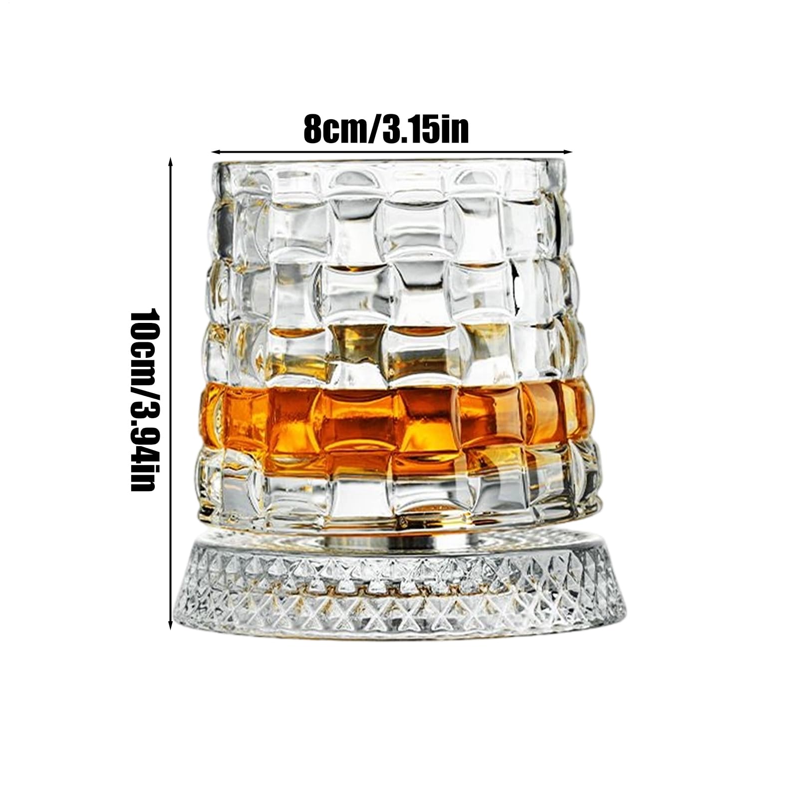 Bicchiere da whisky girevole a 360 gradi, bicchiere da cocktail girevole con base disaccoppiata stabile, bicchieri da whisky in rotante con funzione antistress, per rum, cocktail
