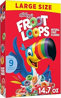 Froot Loops Breakfast Cereal, Fruit Flavored, Breakfast Snacks with Vitamin C, Large Size, Original, 14.7oz Box (1 Box)
