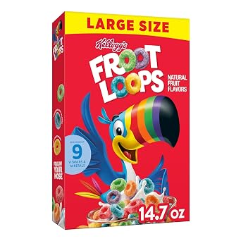 Froot Loops Breakfast Cereal, Fruit Flavored, Breakfast Snacks with Vitamin C, Large Size, Original, 14.7oz Box 1 Box