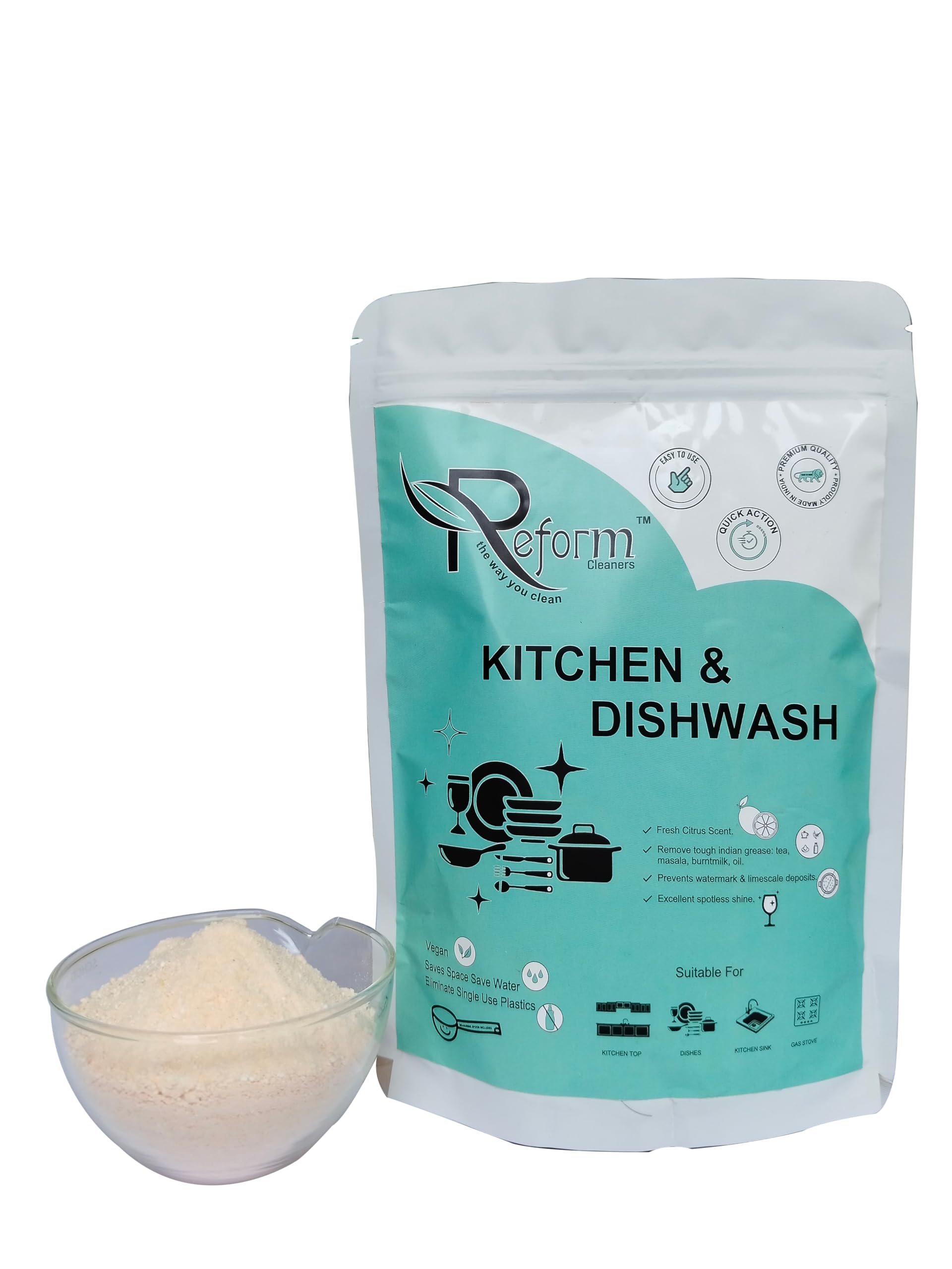 Reform Kitchen and Dishwash Detergent Powder, Refreshing Scent, 250 g, Eco-friendly, Hypoallergenic, Vegan.1 SPOON CLEANS A SINKFUL SUITABLE FOR STEEL COPPER, GLASS, PORCELEAN, PLASTIC IRON VESSELS (B0DHSBVT9L) Amazon Price History, Amazon Price Tracker