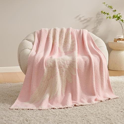 Snuggle Sac Manta de microfibra de punto con alas de ángel, súper suave, acogedora, ligera, mullida, regalo adorable para bebés y niños pequeños