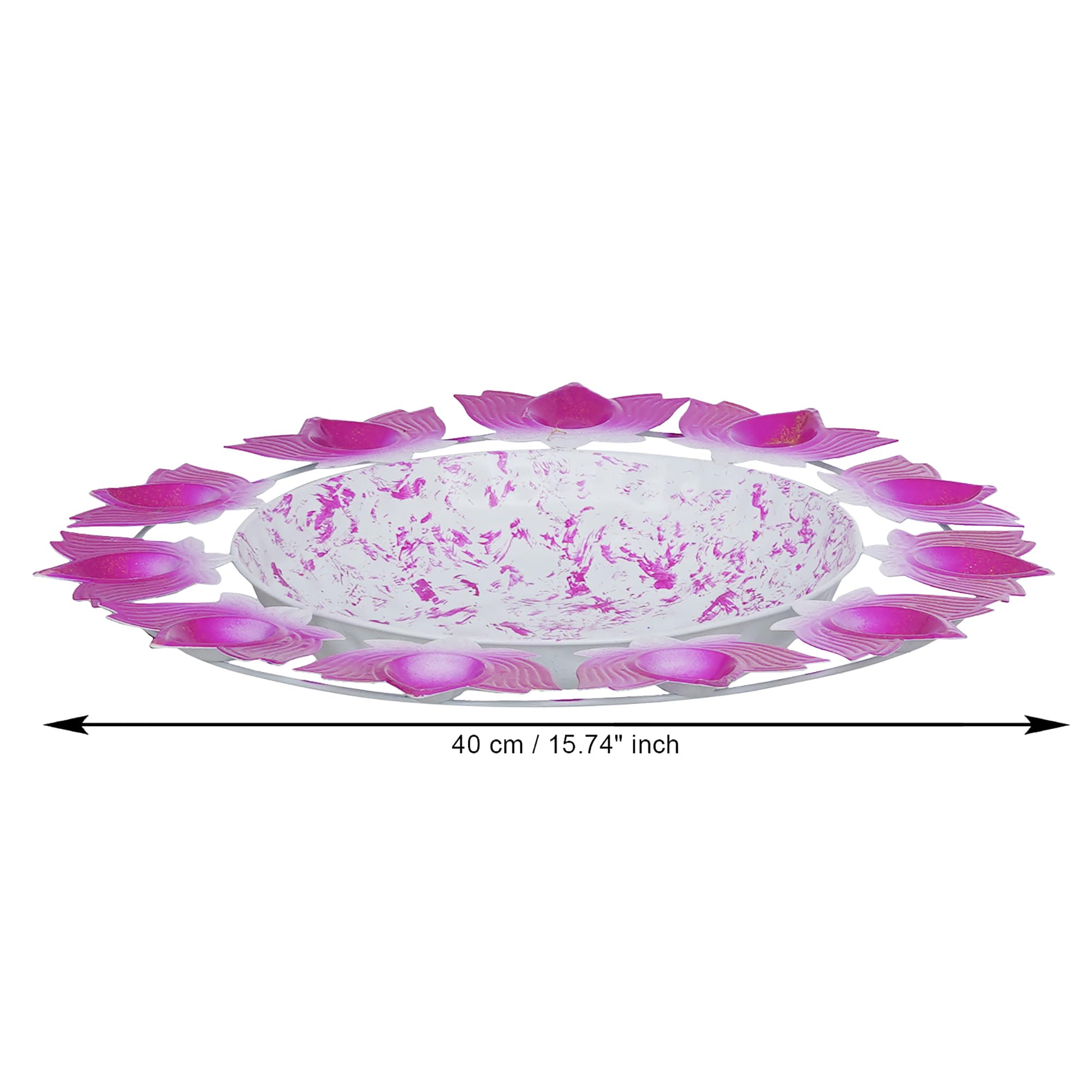Webelkart Lotus Diya kształt urli miska do dekoracji domu i Pooja | Urli Świecznik tealight do dekoracji domu i biura (40 cm) - Świecznik Diwali różowy