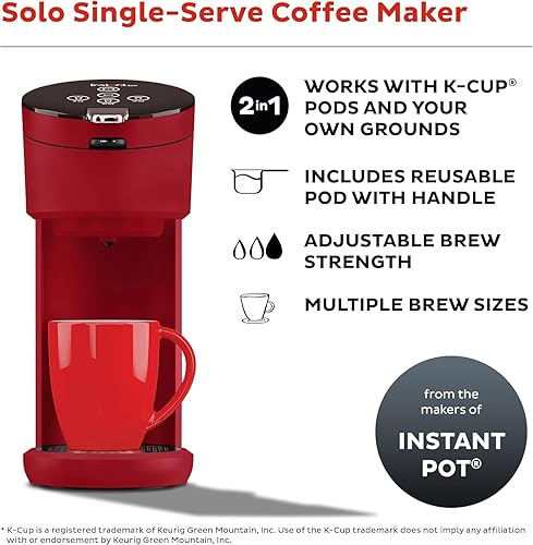 Miniatura 2 de Cafetera instantánea de una sola porción, de los fabricantes de ollas, cafetera compatible con cápsulas K-Cup, incluye ajuste reutilizable y