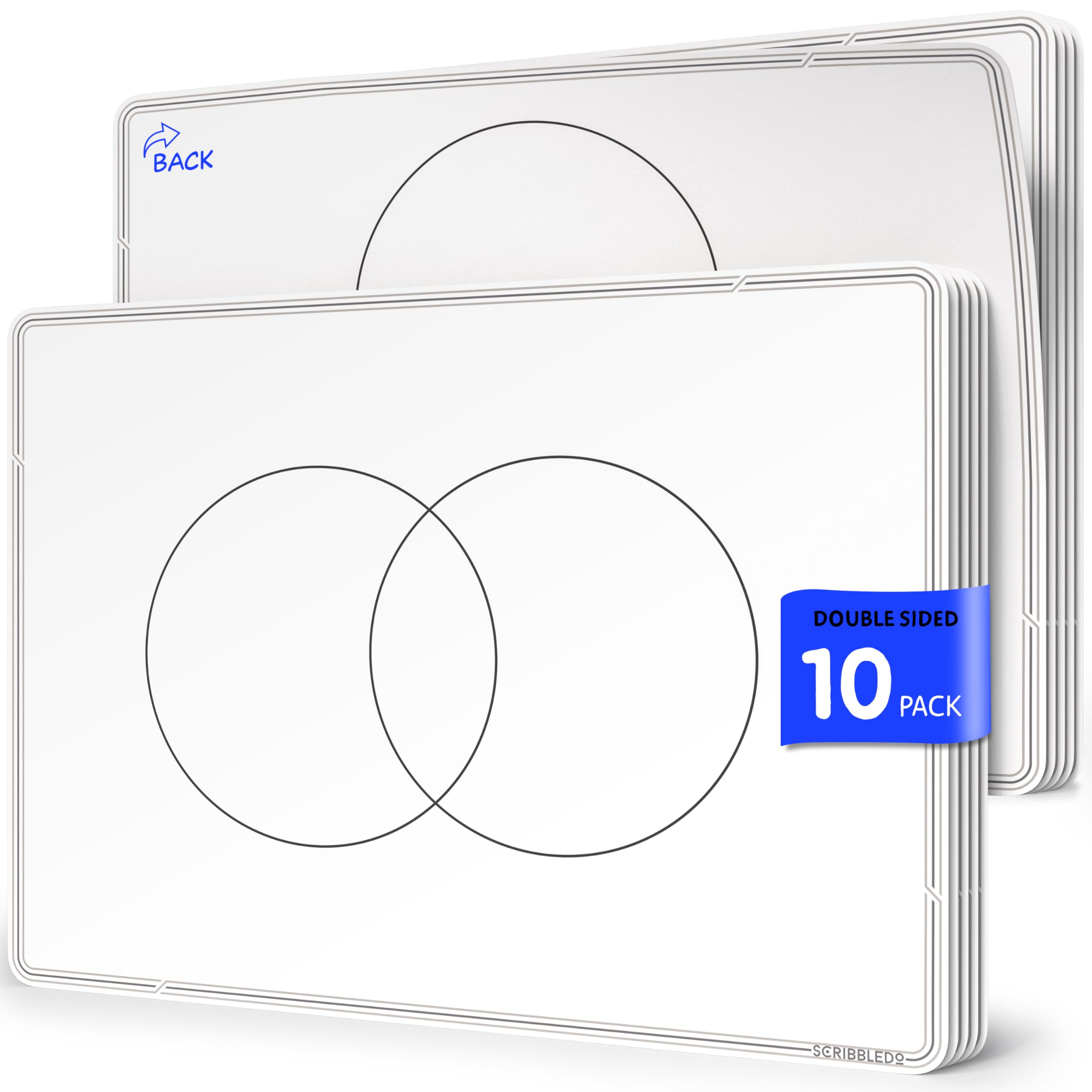 SCRIBBLEDO Venn Diagram Chart Math Practice 9”x12” Small White Board Dry Erase Sheets Math Manipulatives 1st 2nd 3rd 4th 5th Grade Math Supplies Teacher Students Classroom Pack 10 Sheets