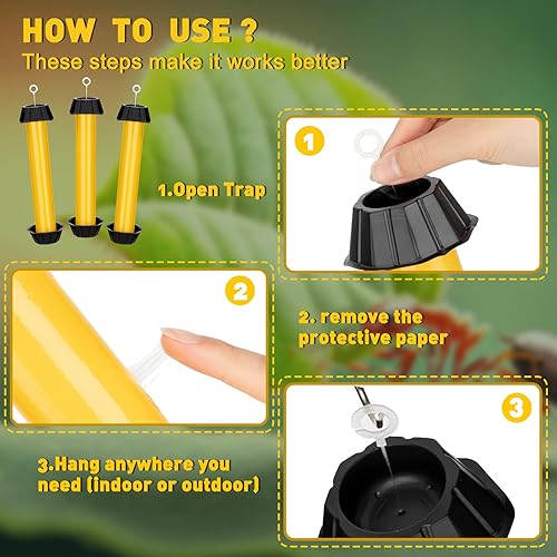 Miniatura 4 de Trampas para moscas para colgar en interiores y exteriores, trampa adhesiva para mosquitos, trampa para moscas de fruta, trampa adhesiva para moscas