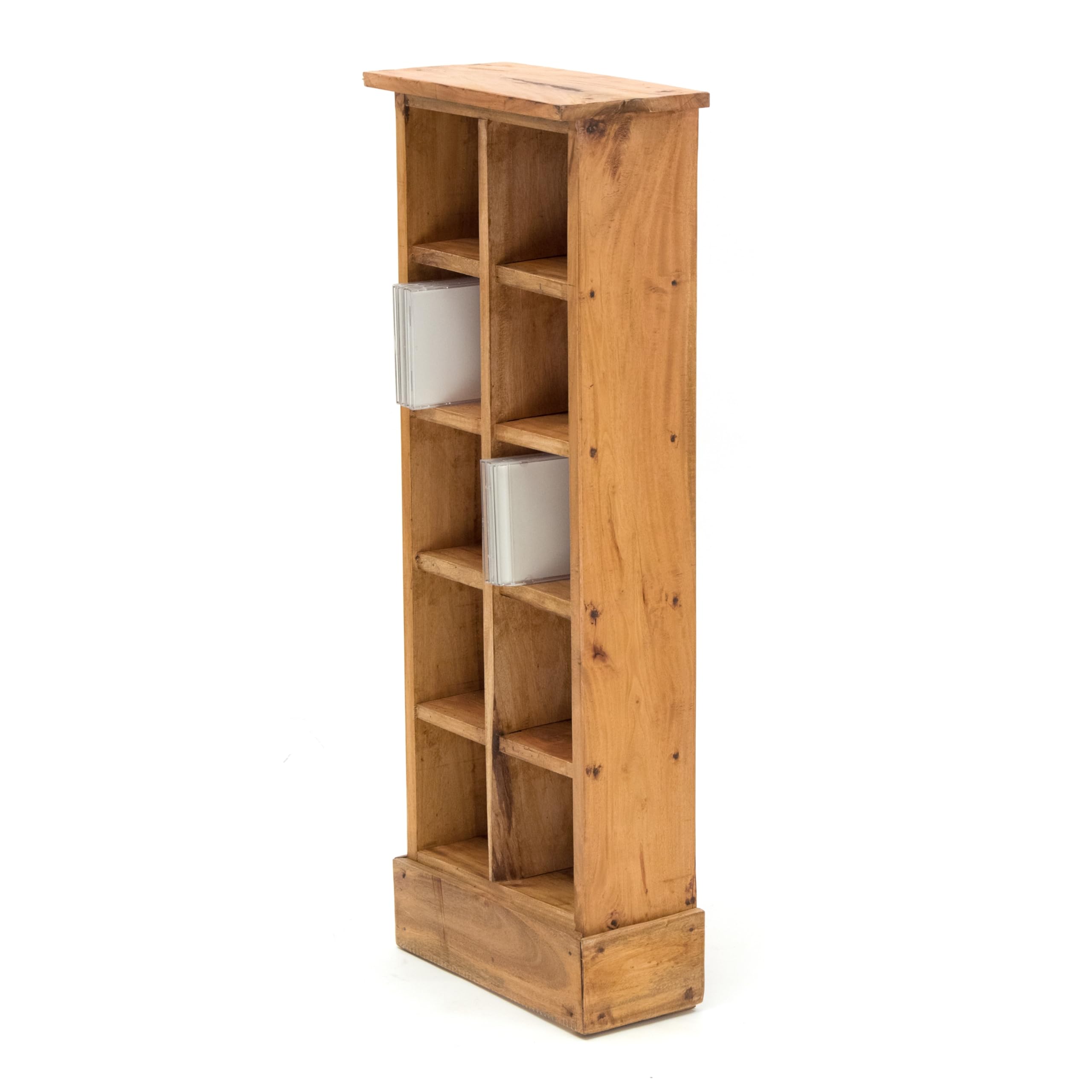 DESIGN DELIGHT Nature, scaffale rustico per libri e CD, in legno riciclato, con 10 scomparti, 94 x 36 x 17 cm (altezza x larghezza x profondità)