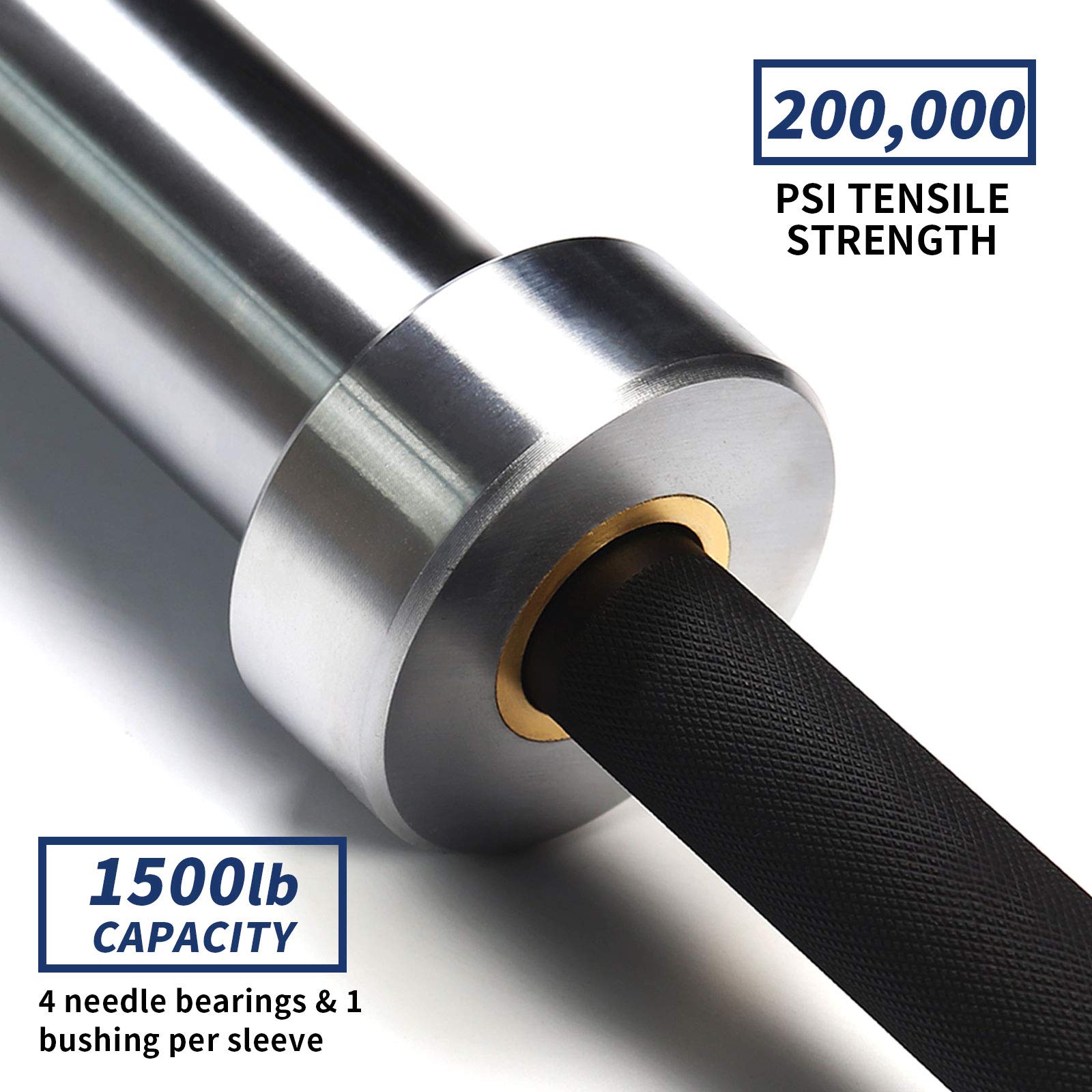 E.T.ENERGIC 7ft Olympic Barbell Bar 20kg Men's 1500lbs Capacity for
