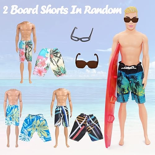 Miniatura 4 de 19 piezas de ropa de muñeca para muñeca Ken incluyendo 1 traje hecho a mano 5 blusas 5 pantalones ropa casual 2 pantalones de playa 4 pares de