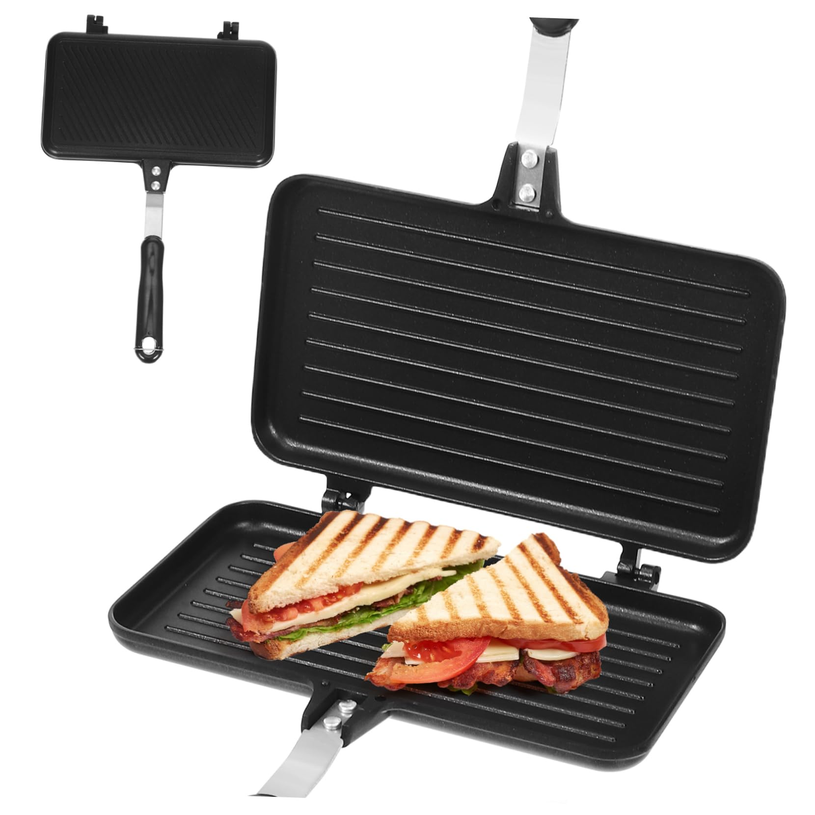 TIDTALEO Double Sided Non Stick Sandwich Baking Pan Versatile Kitchen Accessory for Easy Breakfast Cooking Compact Design for Grilling Sandwiches and More for Home Use