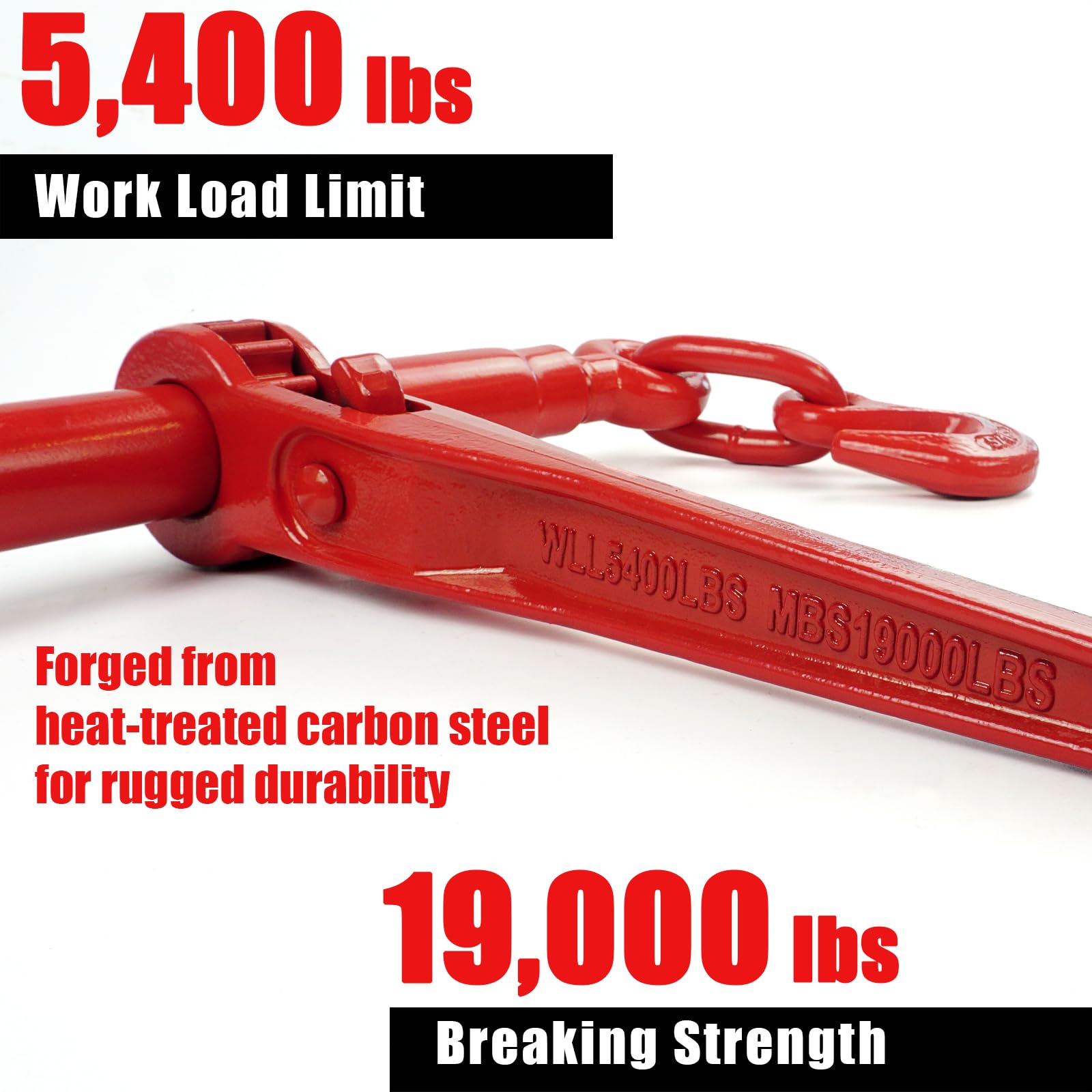 Chains And Binders 4 Pack Lever Style Snap Binders 5/16 - 3/8 G70, 5400 Lbs Load Limit - For Flatbed Trucks & Trailers 3/8 Chain Binder - View #4