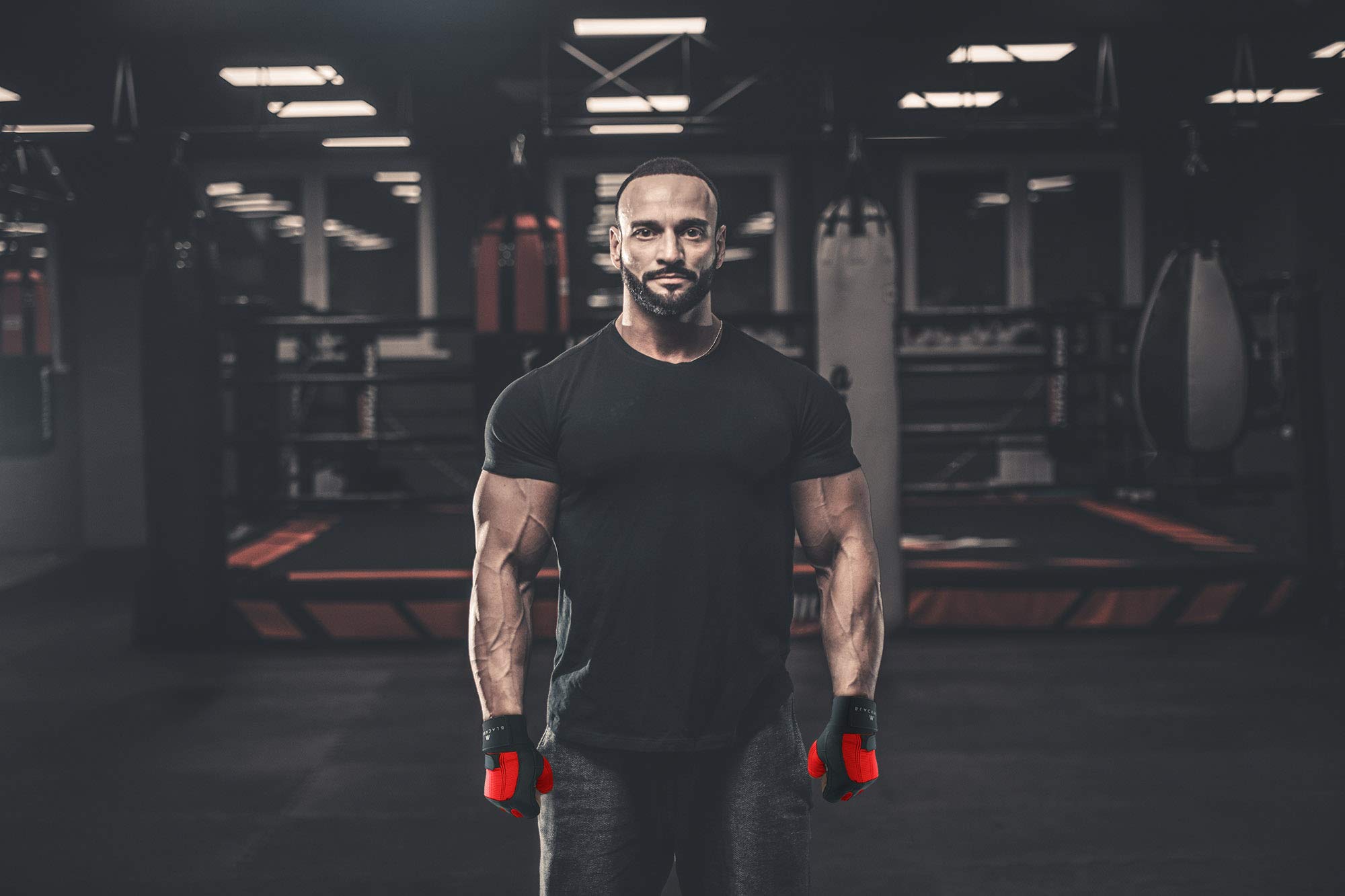 BLACKROX Guanti da fitness in vera pelle da uomo e da donna V3 Boston per sport di forza, guanti da ginnastica, bodybuilding