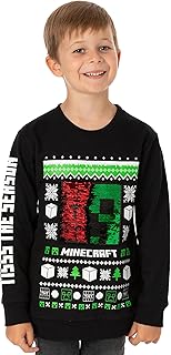 Minecraft Christmas Jumper Kids | Girls Boys Creeper Villain TNT Flip Sequin Sweatshirt | Xmas Festive Sweater Outfit Black