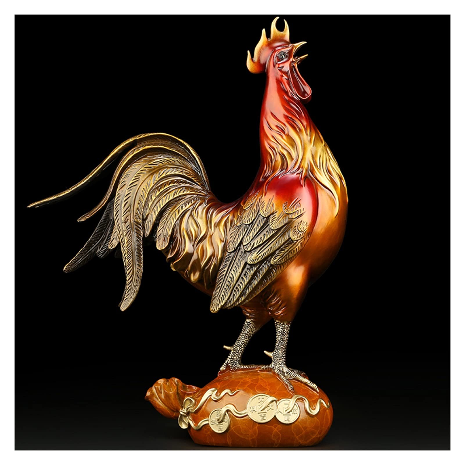 YNIYUJKL Feng Shui Buddha Statue Rooster Figurine Sculputre Copper Animal Decor High Temperature Coloring Process Feng Shui Desktop Decoration Chinese Zodiac Rooster Desktop Decoration,size_name-XS